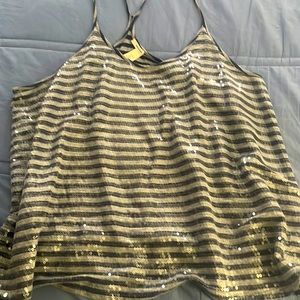 Plus size DKNY Racer Back Sequined Front Tank